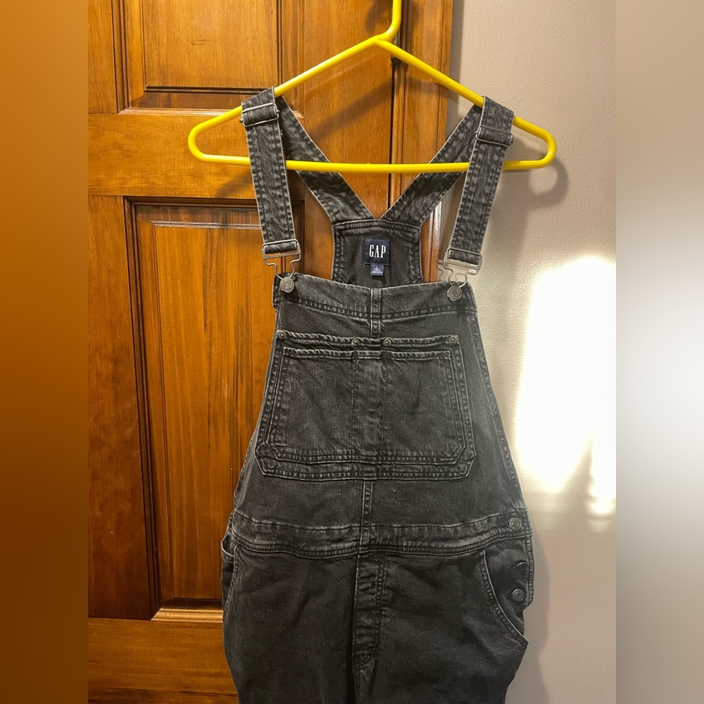gap black jean overalls (tall)